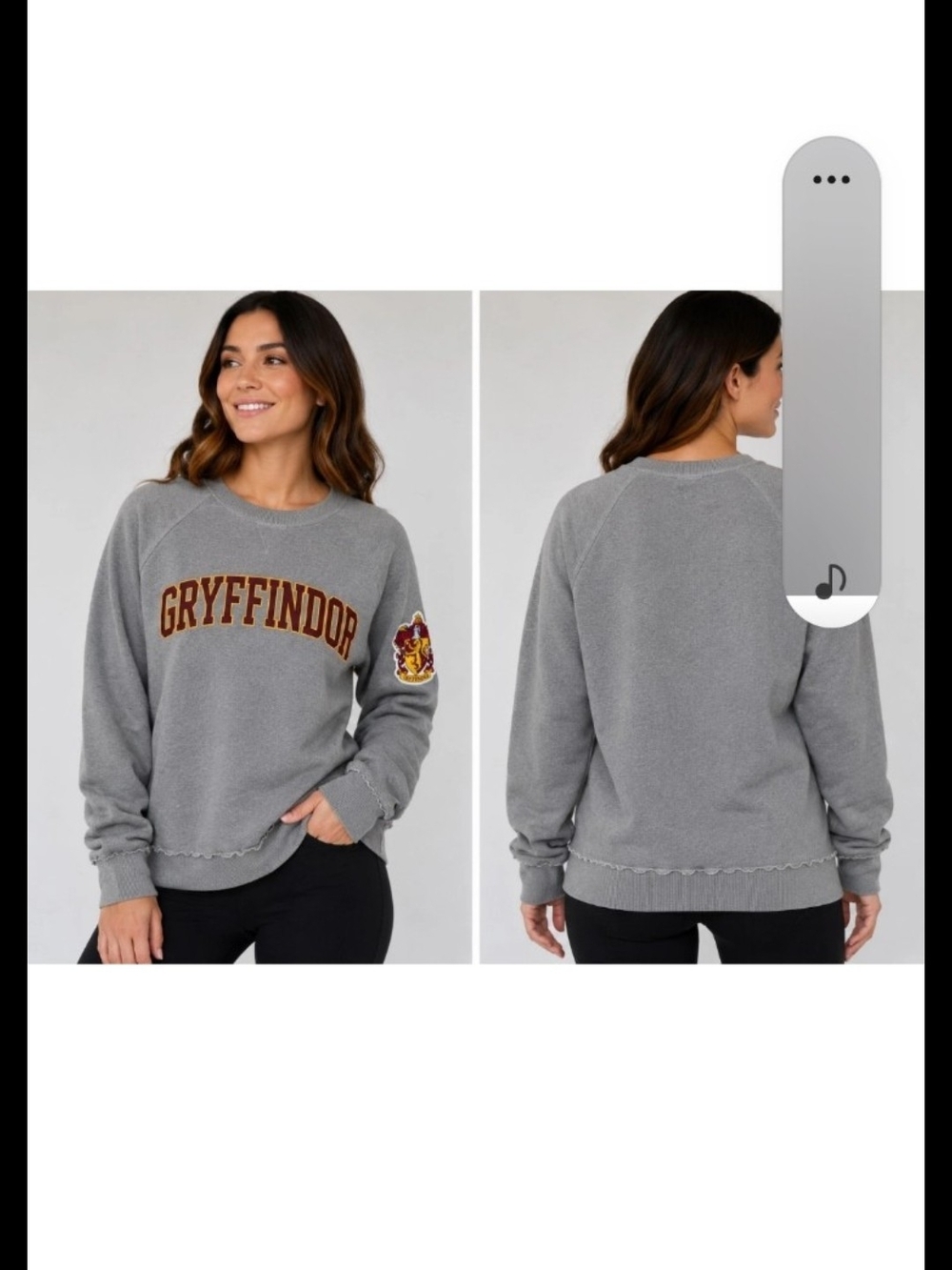 Harry Potter Warner Bros. Gryffindor Gray Crew Sweatshirt with Crest